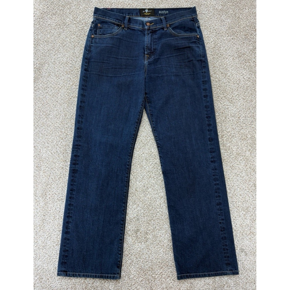 7 For All Mankind Austyn Jeans Mens 32 Blue Foolproof Denim Relaxed Straight USA